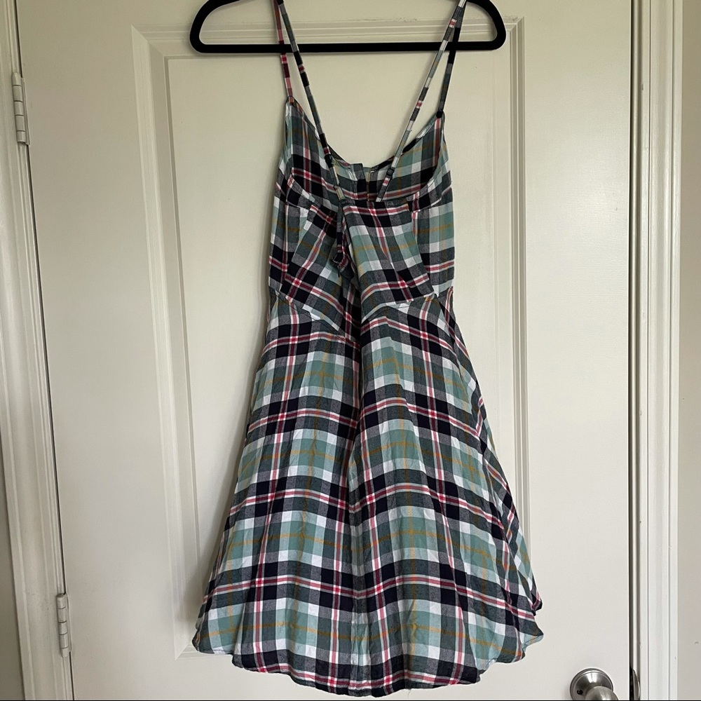 SO plaid button up skater dress large - Picture 2 of 5